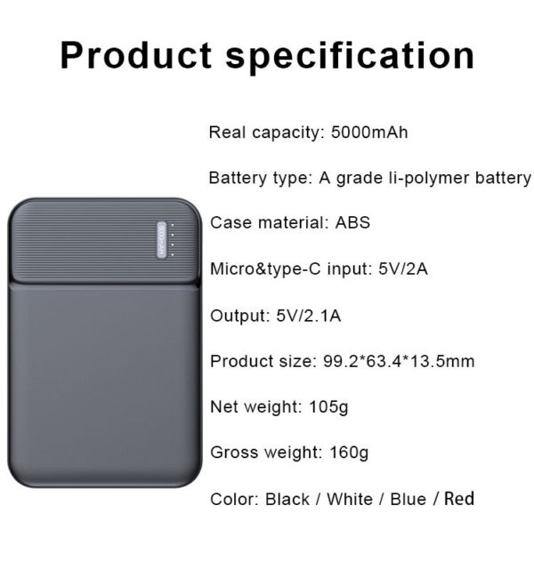 Q3 5,000mAh Portable Power Bank – Compact Design, High-Efficiency Charging - Image 6